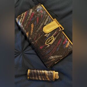 NWT Vintage Whiting & Davis Mesh Metal Wallet & Lighter Sleeve Set